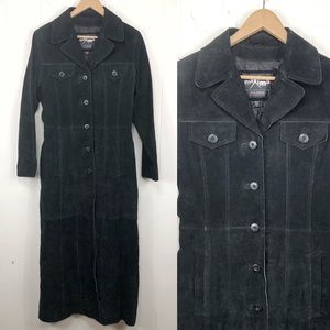 Wilsons Leather Maxima Suede Long Coat Goth Button